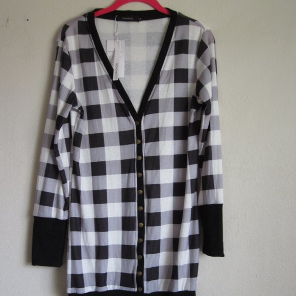 Women's Fall Long Sleeve Snap Button Down Buffalo Plaid Cardigan Size Me… - Picture 2 of 7